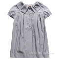 Girls' Blue Short-sleeved Shirt Dress with Oversize Collar, OEM and ODM Orders are Welcome